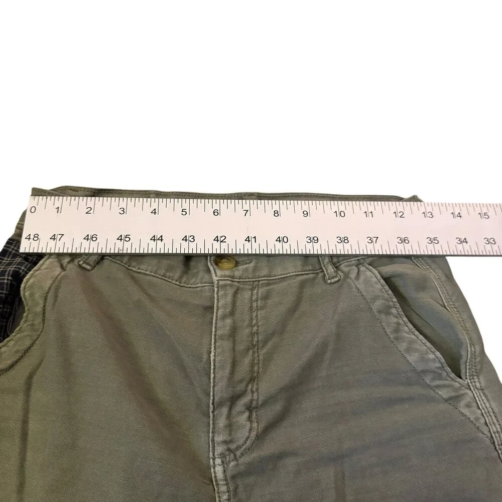 American Eagle Carpenter Patchwork‎ Stretch Utility Pants Womens Size 0 Green